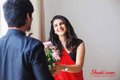 never a bad idea to bring flowers to a first date. A small multicolor arrangement is best